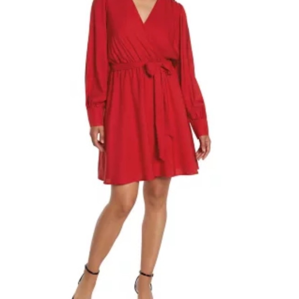 Elegant Red Wrap Dress
